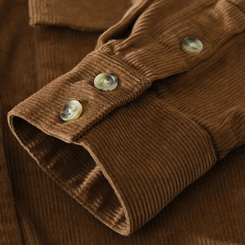 Chemise en Velours Côtelé Marron Homme