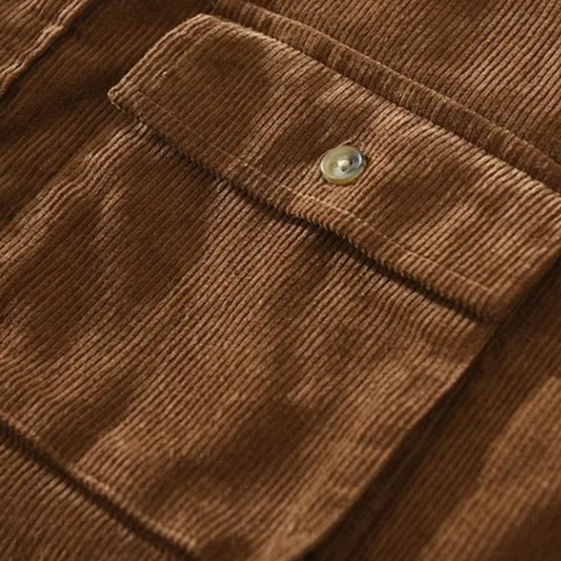 Chemise en Velours Côtelé Marron Homme