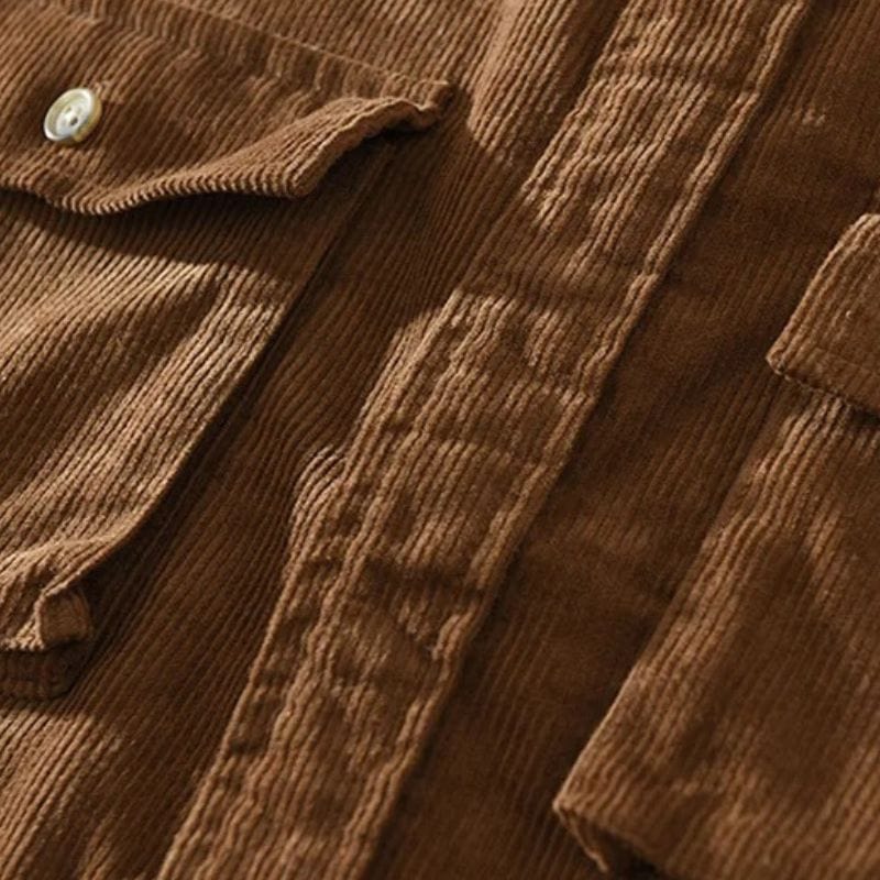 Chemise en Velours Côtelé Marron Homme