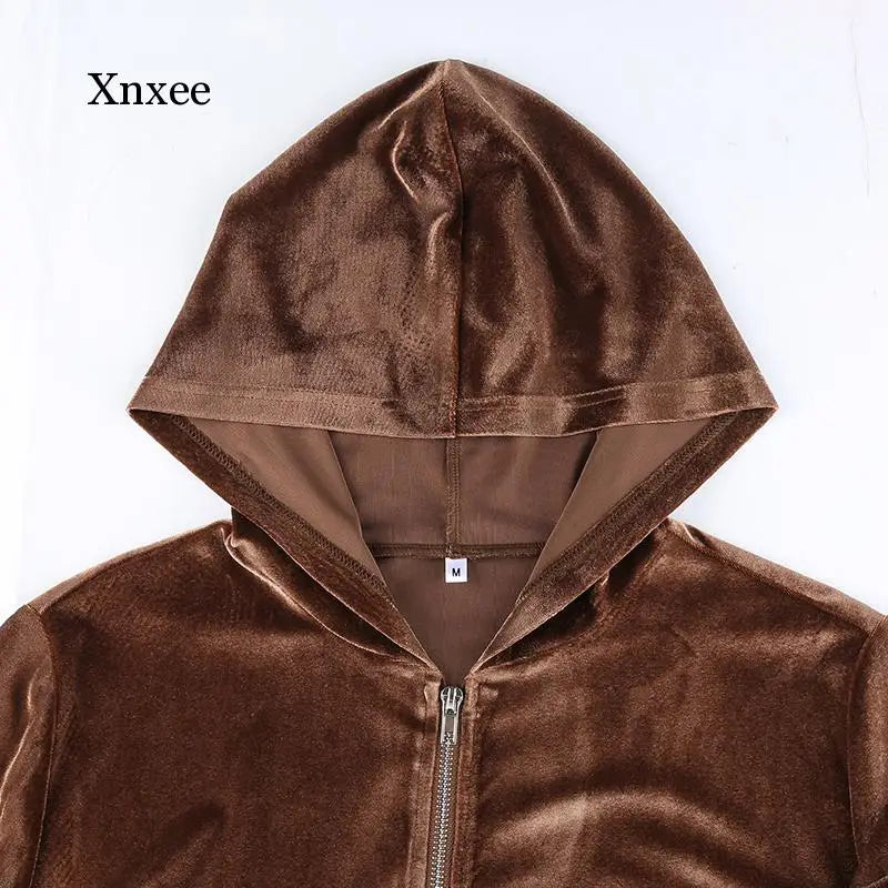 Sweat Capuche Velours Femme