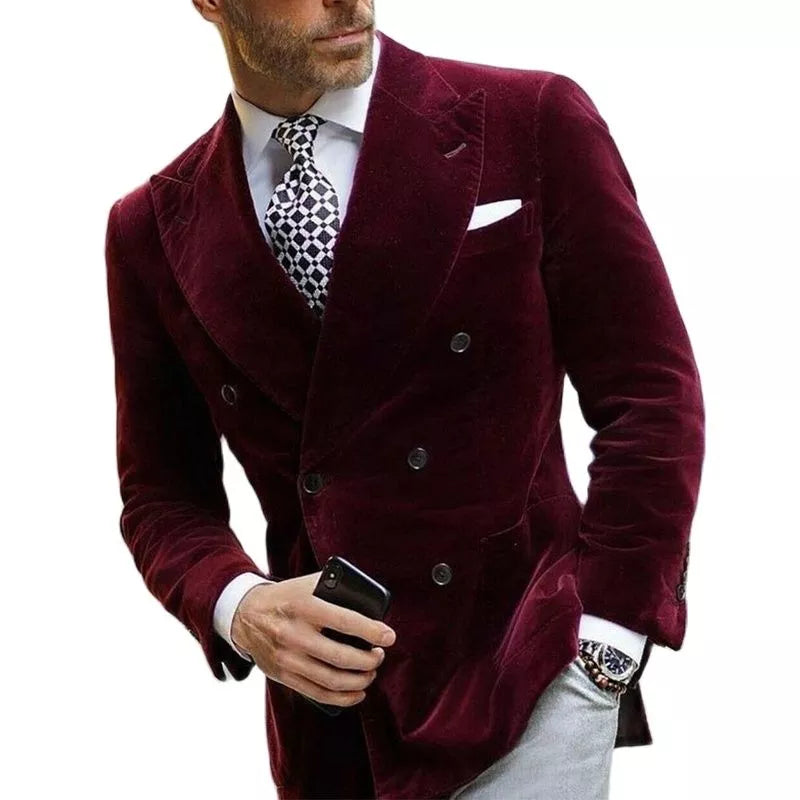 Blazer Velours Bordeaux