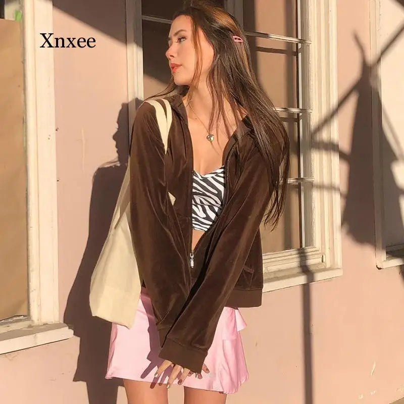 Sweat Capuche Velours Femme