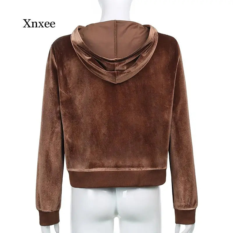Sweat Capuche Velours Femme