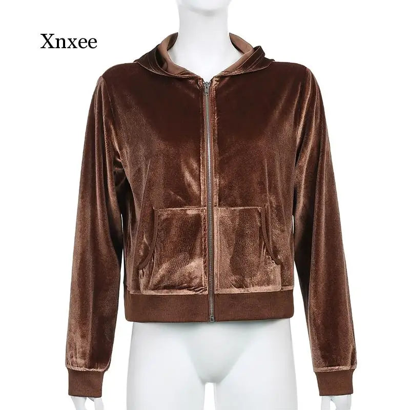 Sweat Capuche Velours Femme