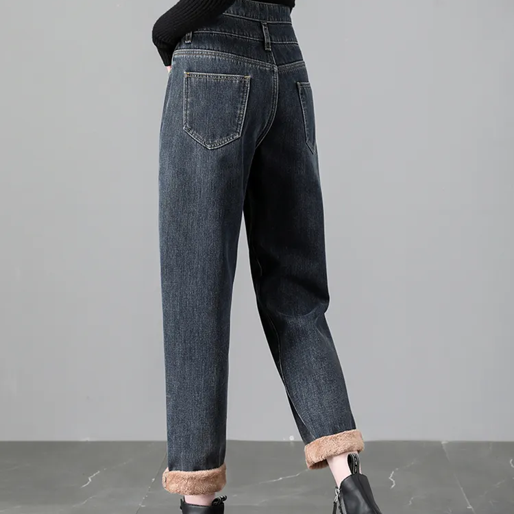 Jean Velours Femme Bleu Gris