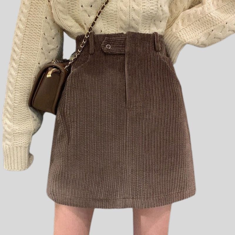 Jupe Courte Velours Marron