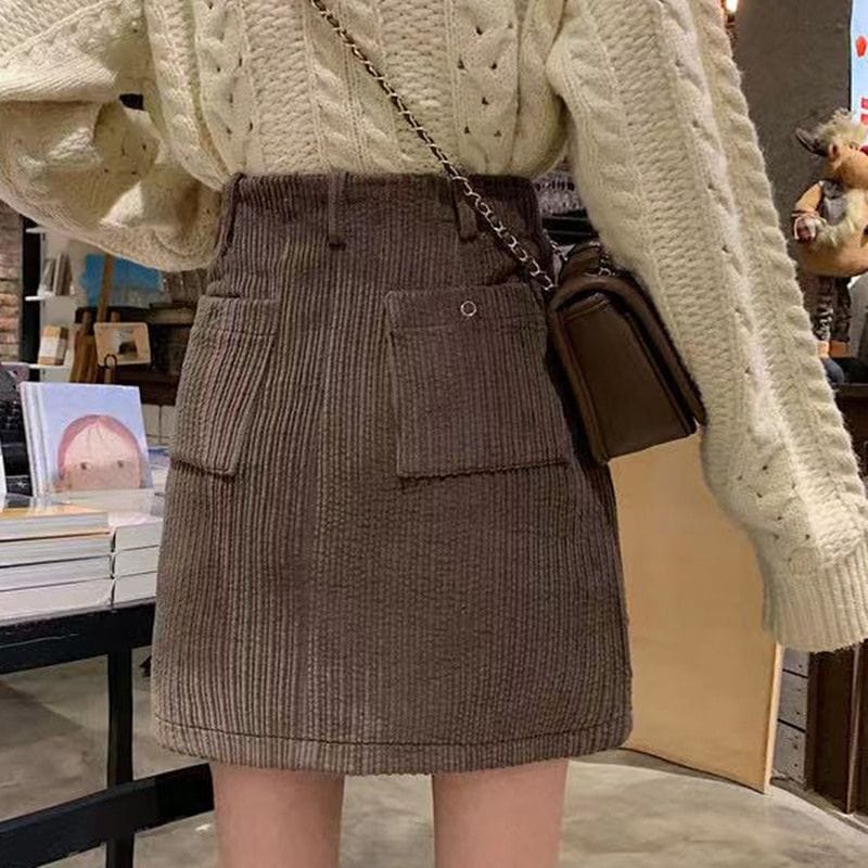 Jupe Courte Velours Marron