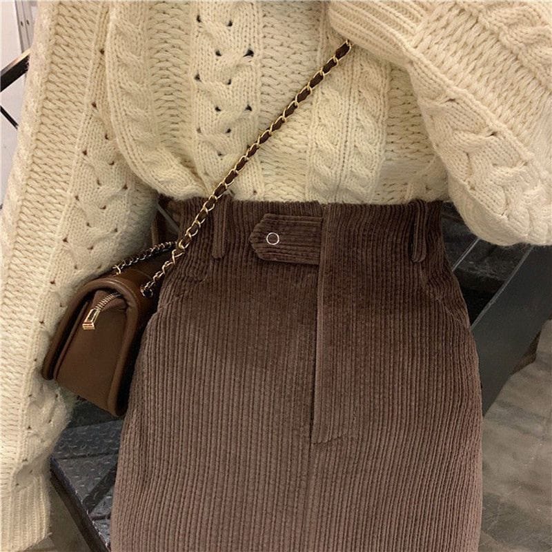 Jupe Courte Velours Marron