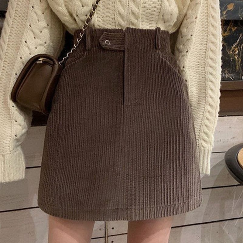 Jupe Courte Velours Marron