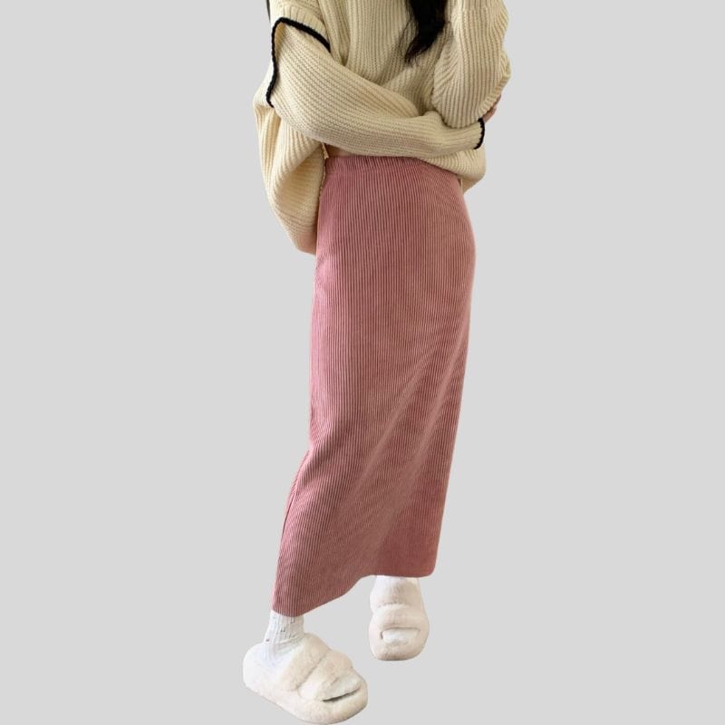 Jupe Droite Velours Cotelé Femme