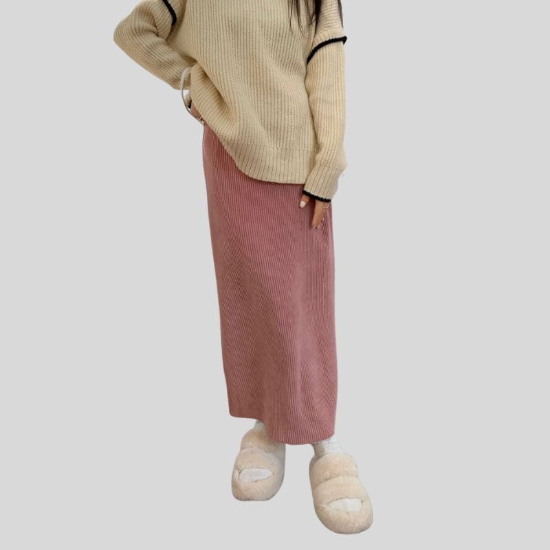 Jupe Droite Velours Cotelé Femme