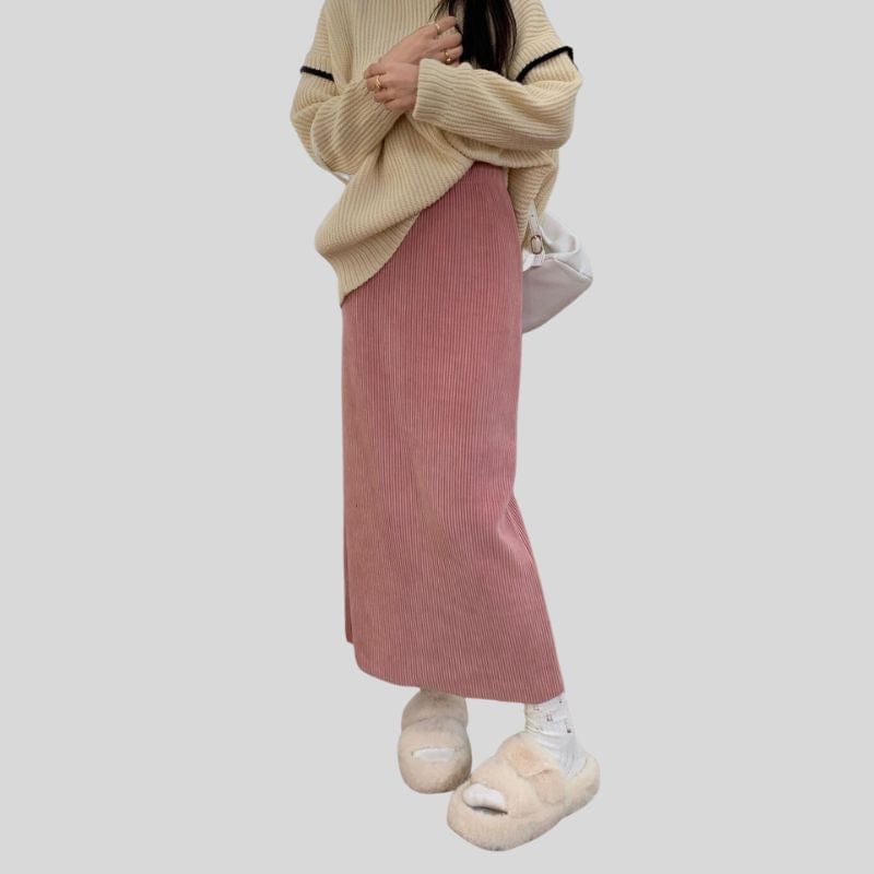 Jupe Droite Velours Cotelé Femme