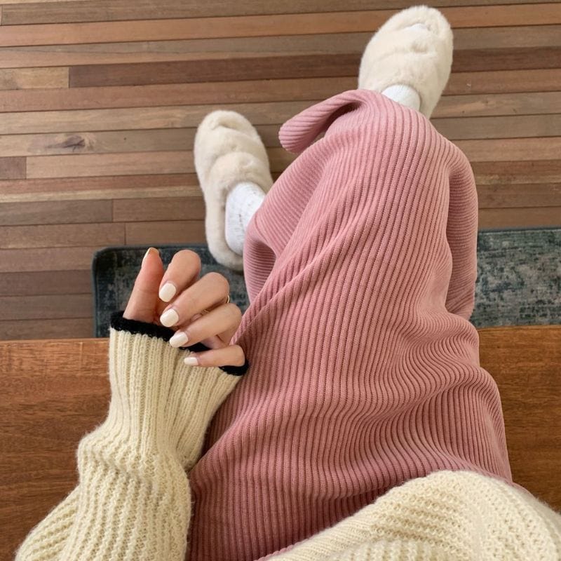 Jupe Droite Velours Cotelé Femme