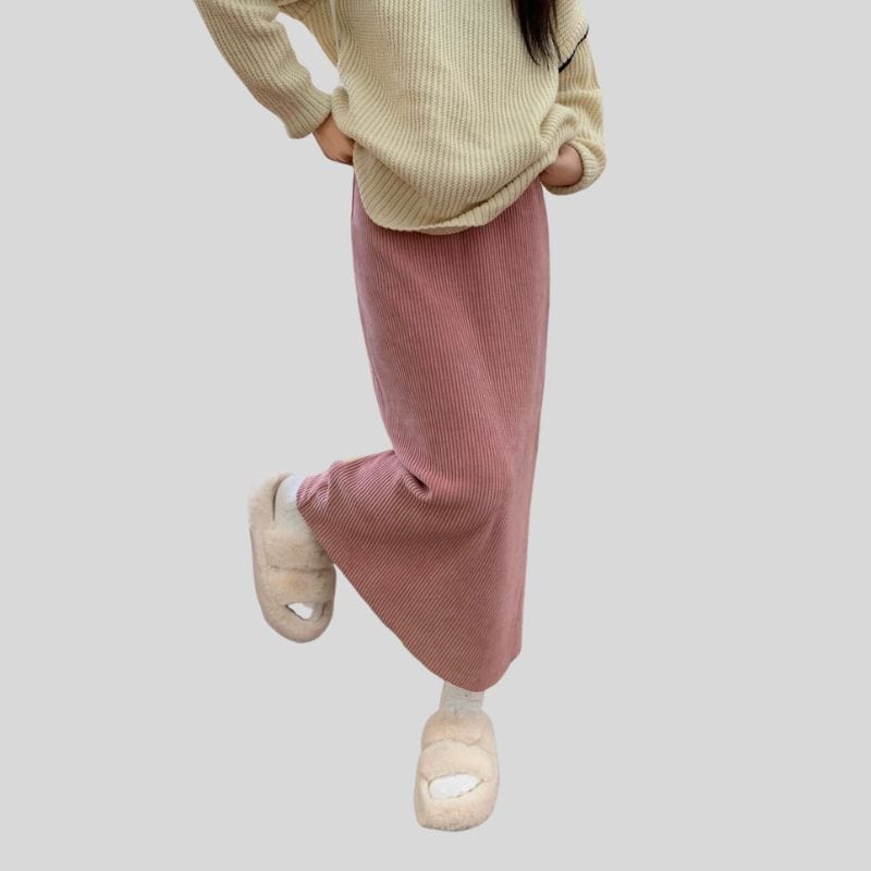 Jupe Droite Velours Cotelé Femme