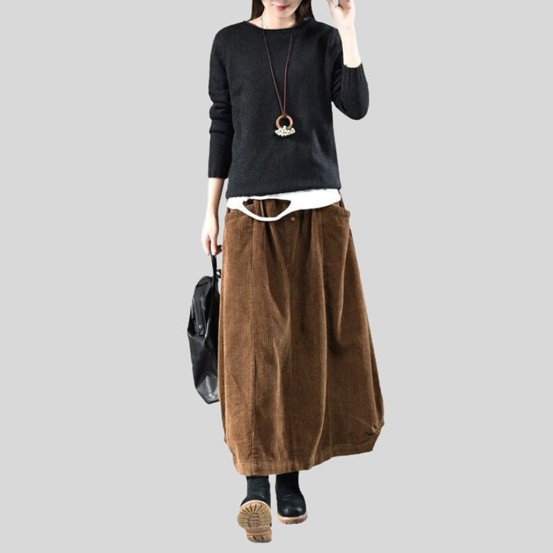 Jupe Longue Velours Cotelé