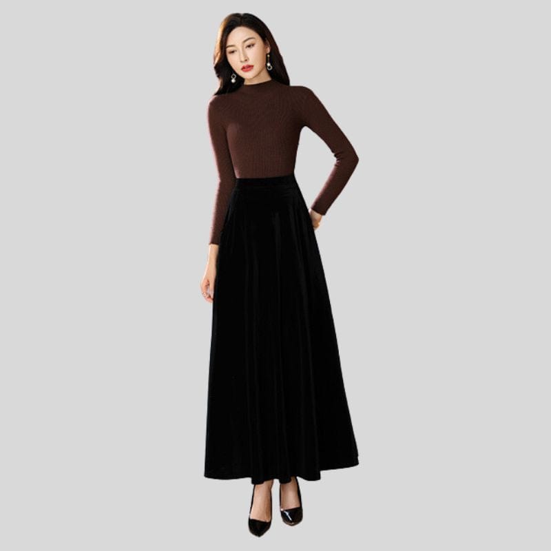 Jupe Longue en Velours Femme