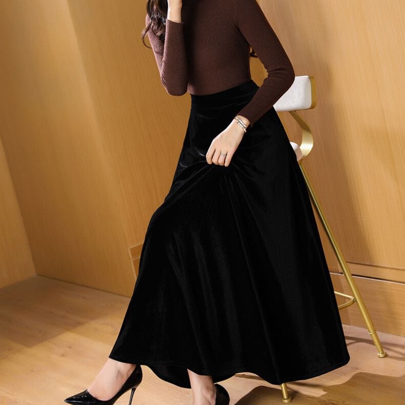 Jupe Longue en Velours Femme