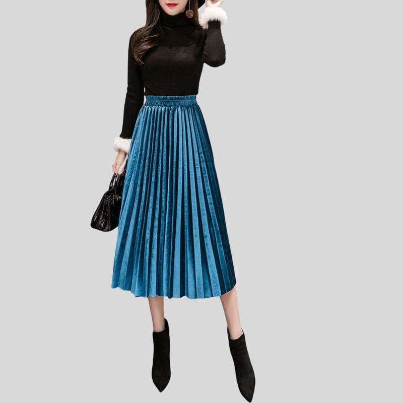 Jupe Plissée en Velours