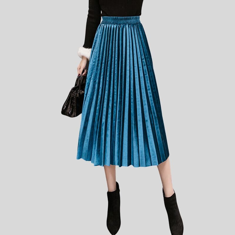Jupe Plissée en Velours