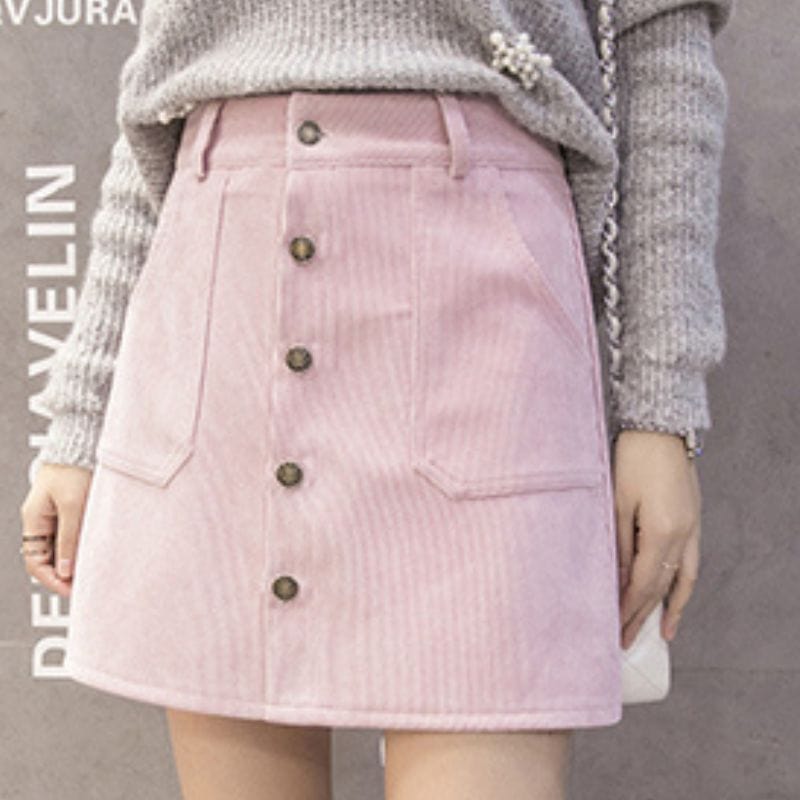 Jupe Rose Velours Cotelé