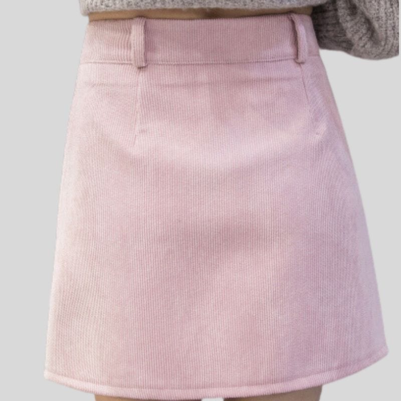 Jupe Rose Velours Cotelé