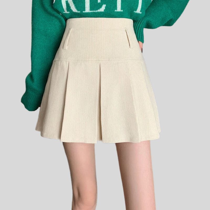 Jupe Velour Cotelé Blanche