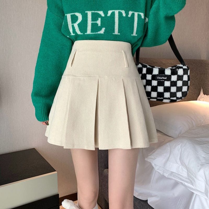 Jupe Velour Cotelé Blanche