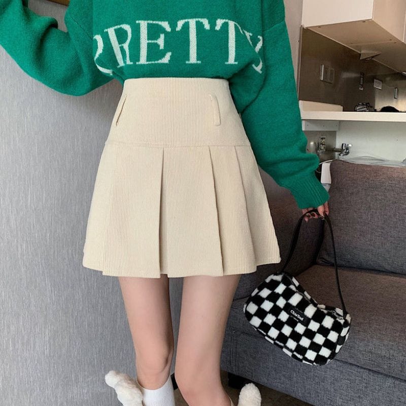 Jupe Velour Cotelé Blanche