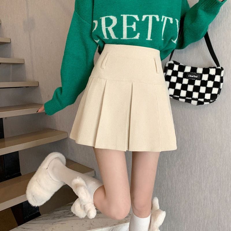 Jupe Velour Cotelé Blanche