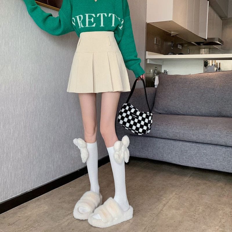 Jupe Velour Cotelé Blanche