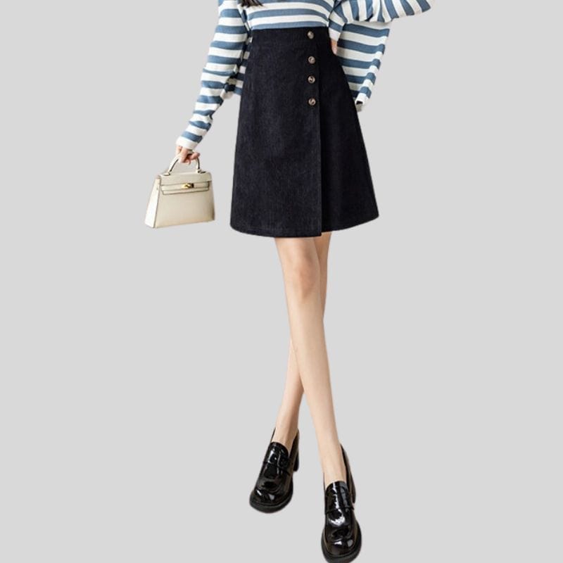 Jupe Velour Cotelé Noir