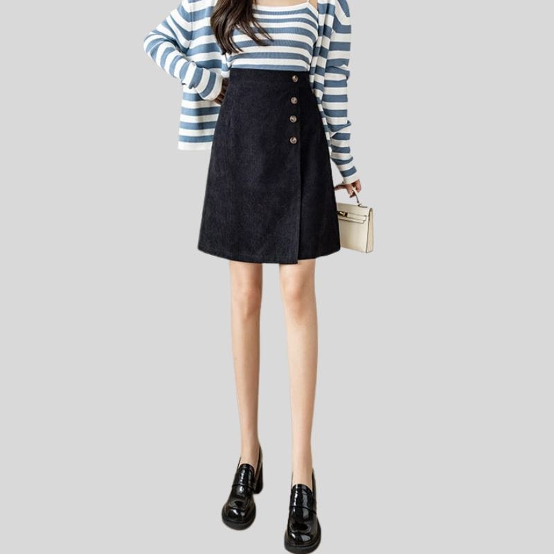 Jupe Velour Cotelé Noir