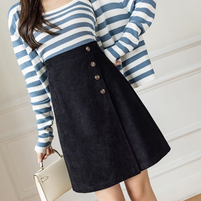 Jupe Velour Cotelé Noir