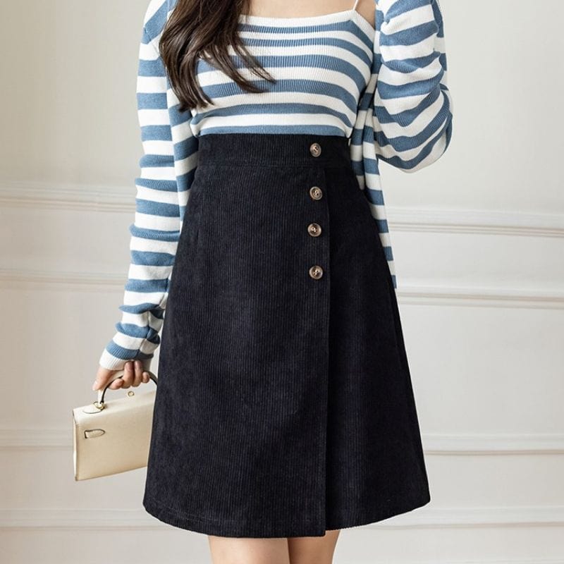 Jupe Velour Cotelé Noir