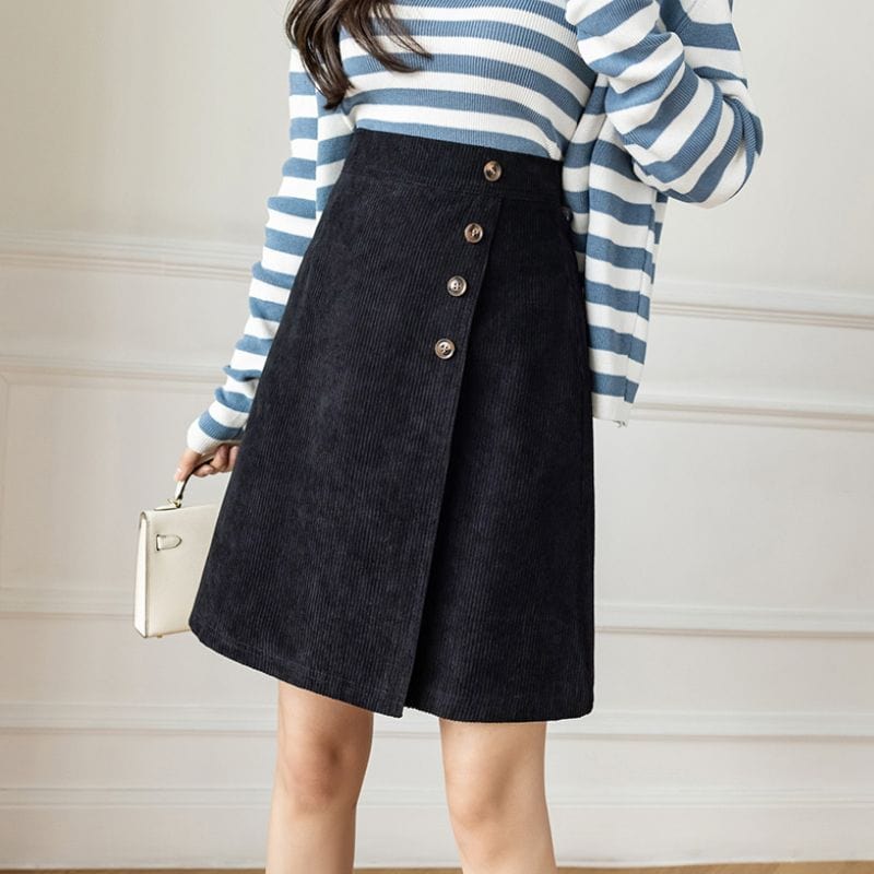 Jupe Velour Cotelé Noir