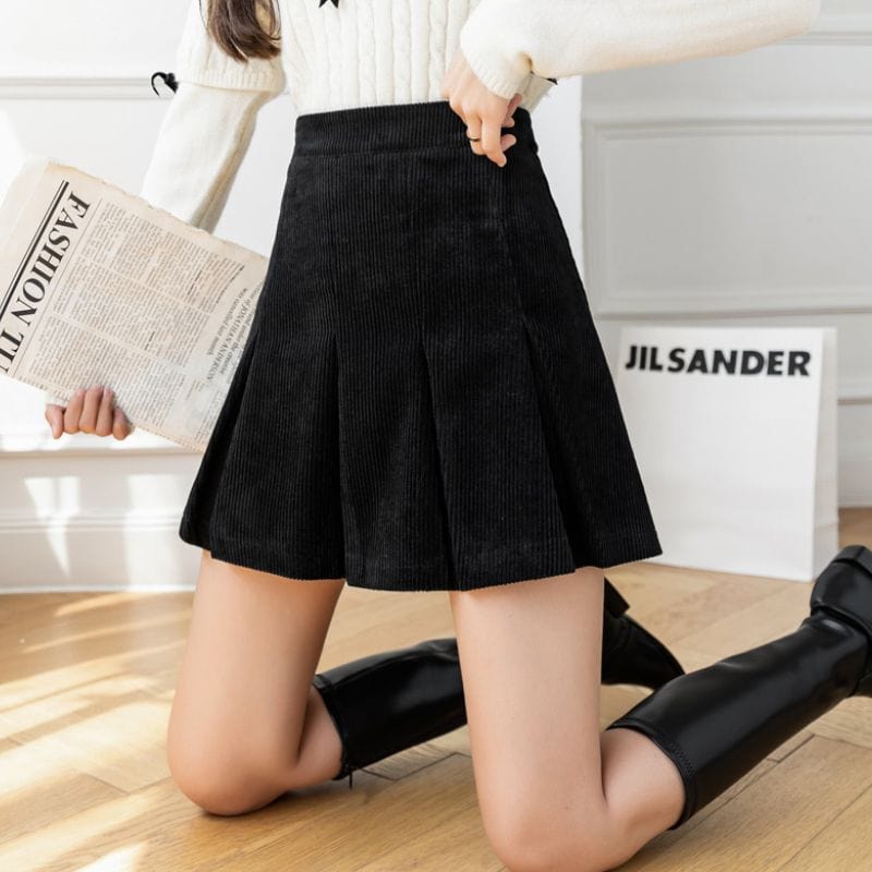 Jupe Velour Noir Femme