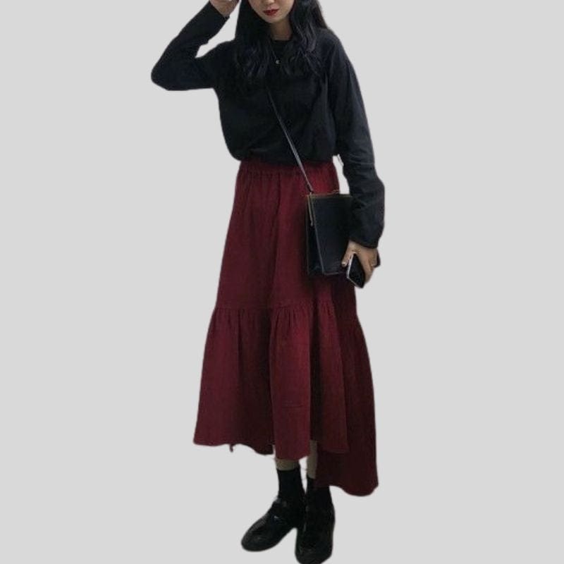 Jupe Velours Bordeaux