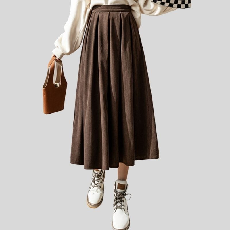 Jupe Velours Cotelé Marron