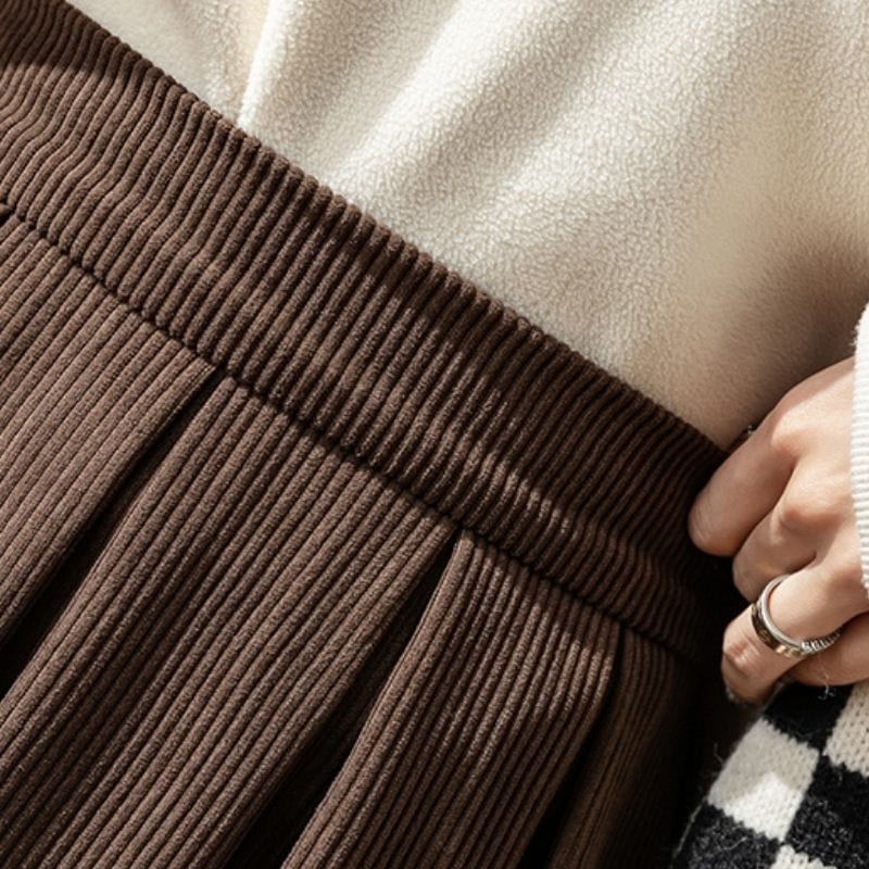 Jupe Velours Cotelé Marron