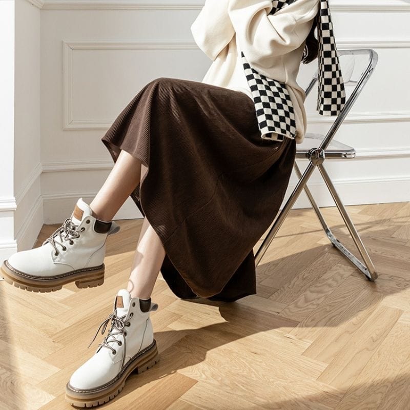 Jupe Velours Cotelé Marron