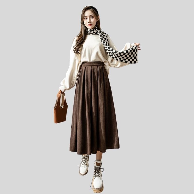 Jupe Velours Cotelé Marron