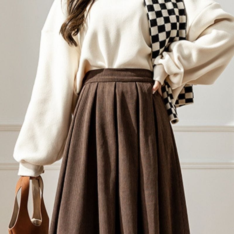 Jupe Velours Cotelé Marron