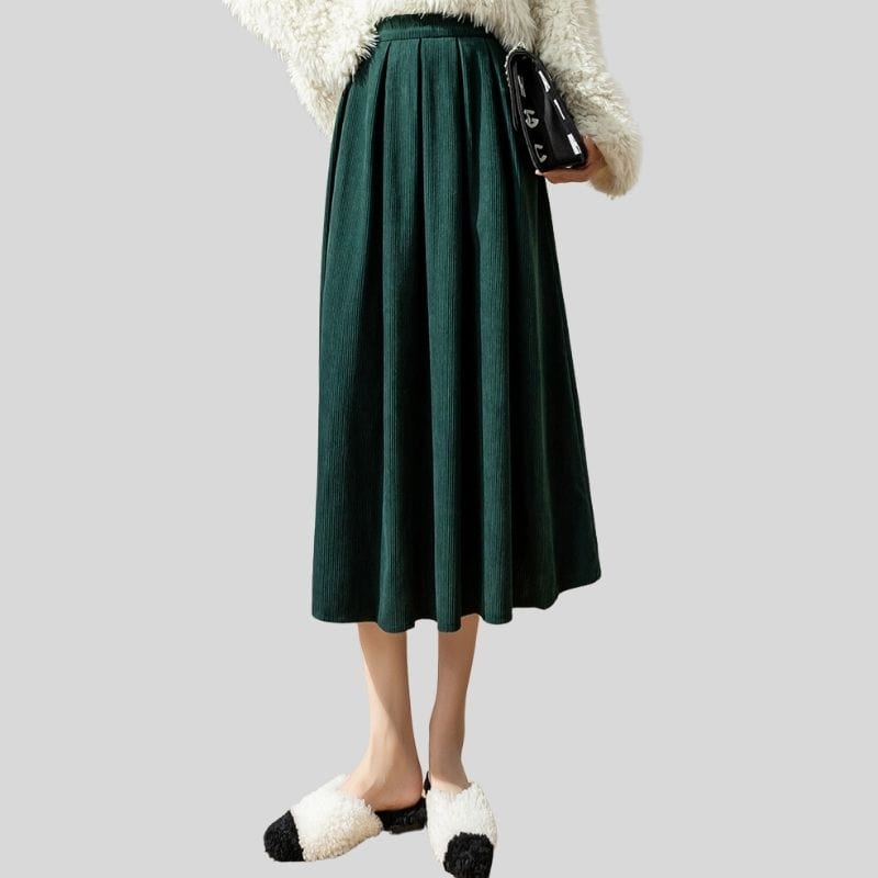 Jupe Velours Cotelé Vert