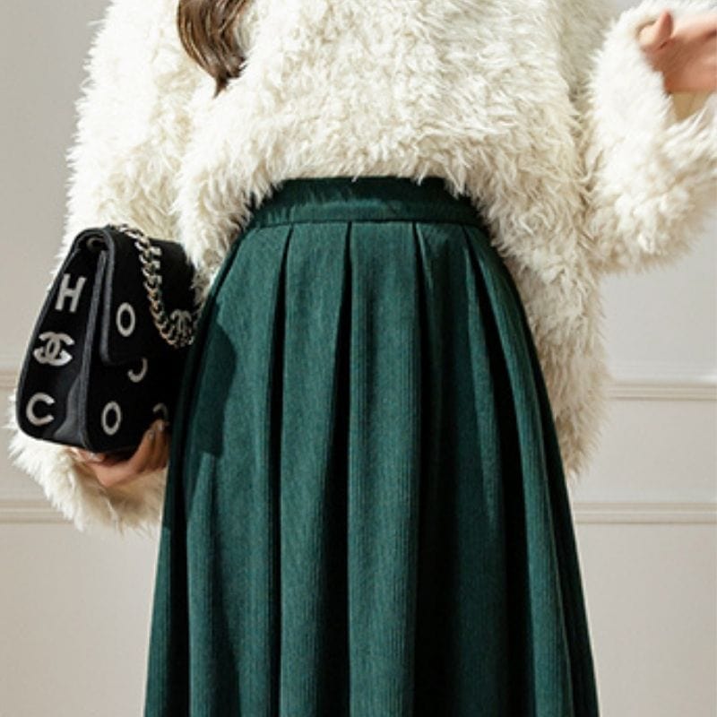 Jupe Velours Cotelé Vert