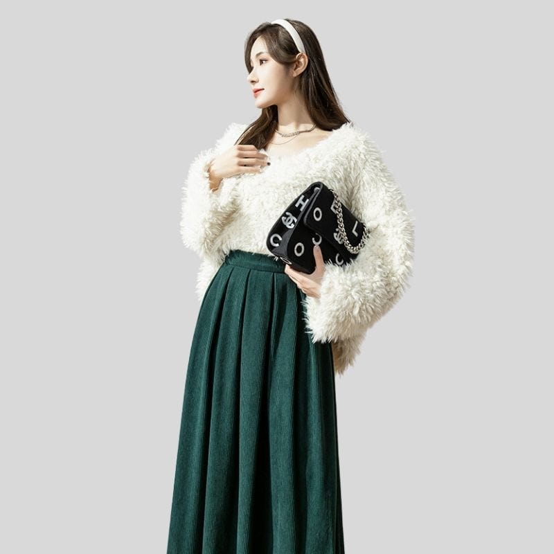 Jupe Velours Cotelé Vert