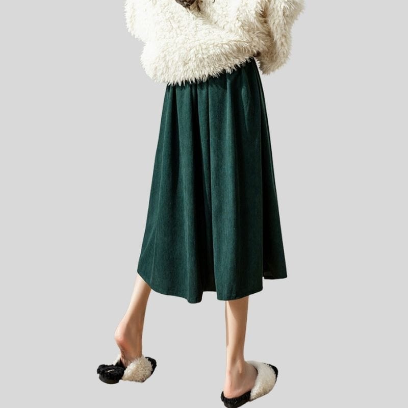 Jupe Velours Cotelé Vert