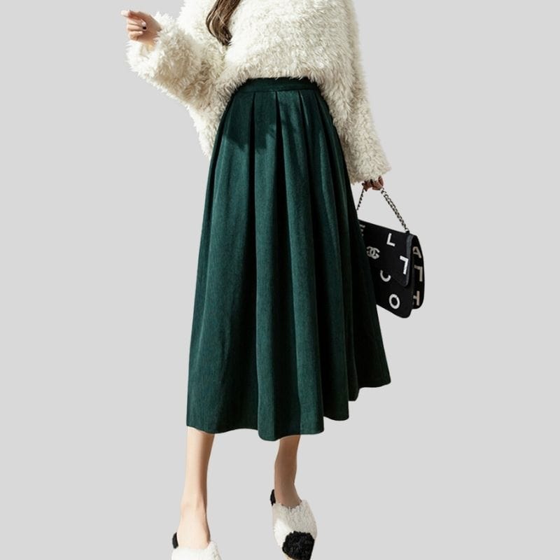 Jupe Velours Cotelé Vert