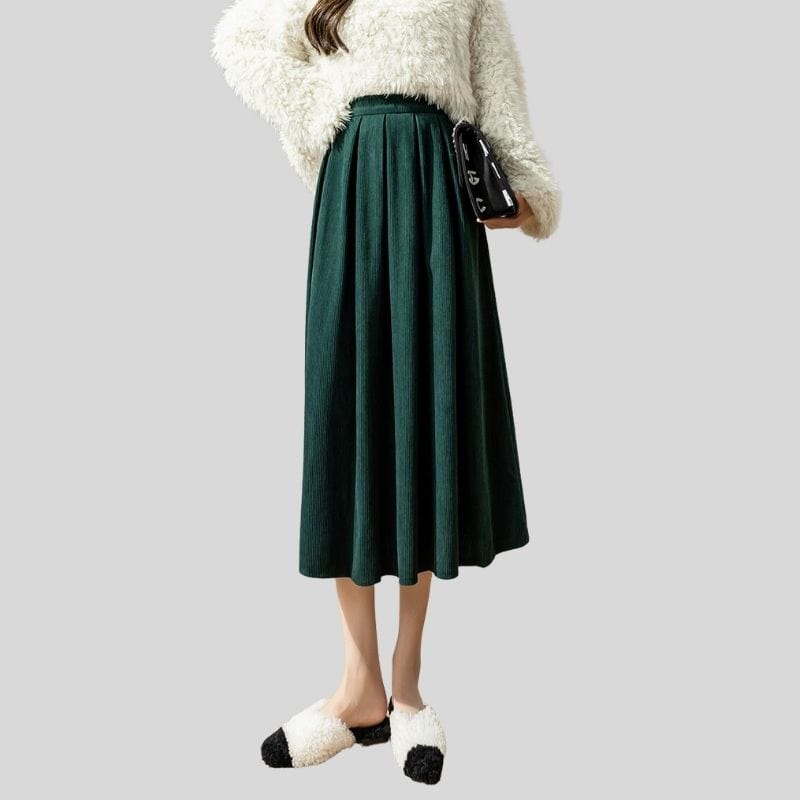 Jupe Velours Cotelé Vert