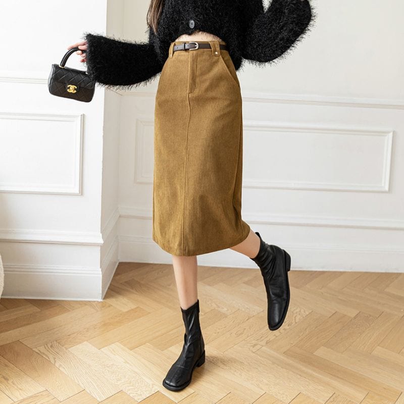 Jupe Velours Mi Longue