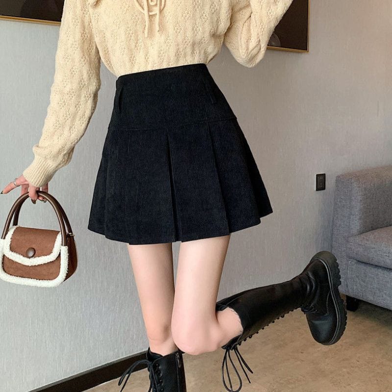 Jupe Velours Noir Femme